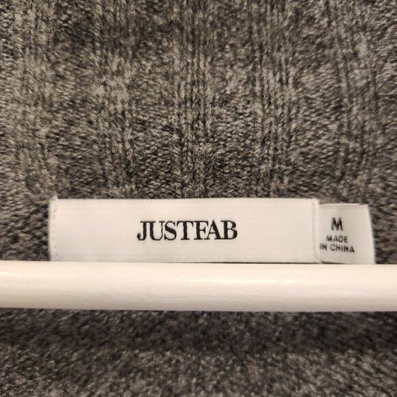 Just Fab Drape Front Ribbed Cardigan Grey Neutral Fall Winter Layer - Size M - Picture 4 of 6